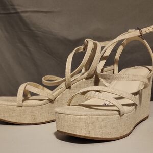 Chic Cream Wedges with Strappy Design